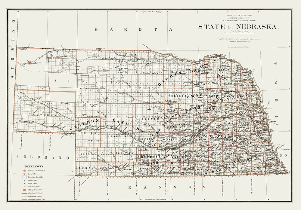 Nebraska - Williamson 1879 art print by Williamson for $57.95 CAD