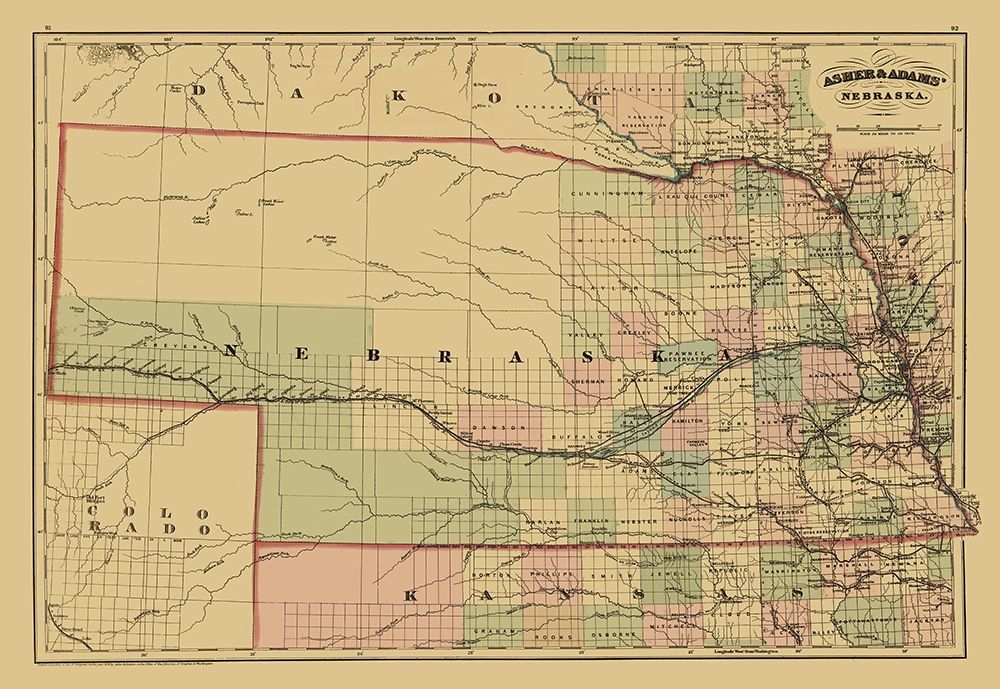 Nebraska - Asher  1874 art print by Asher for $57.95 CAD