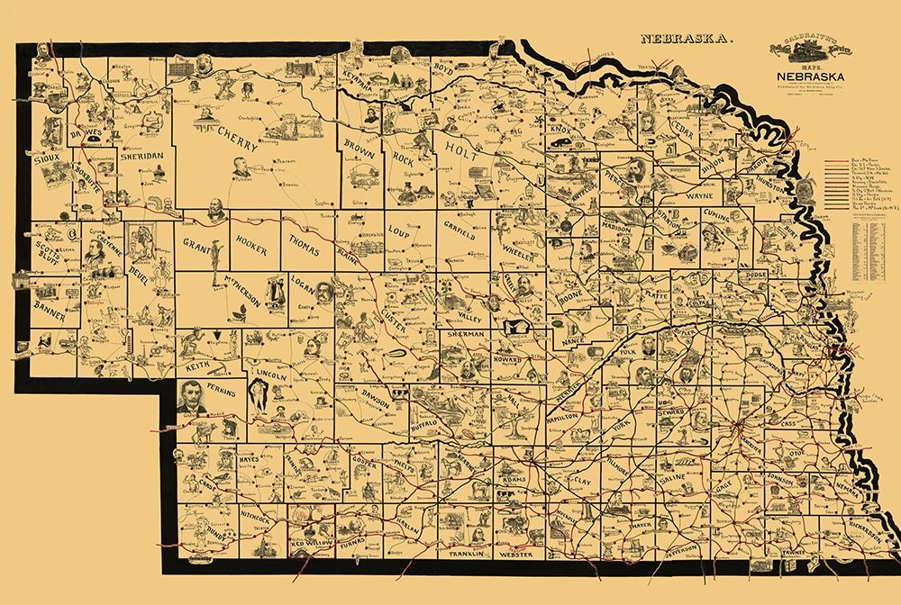 Nebraska Railroads - McEwen 1897 art print by McEwen for $57.95 CAD