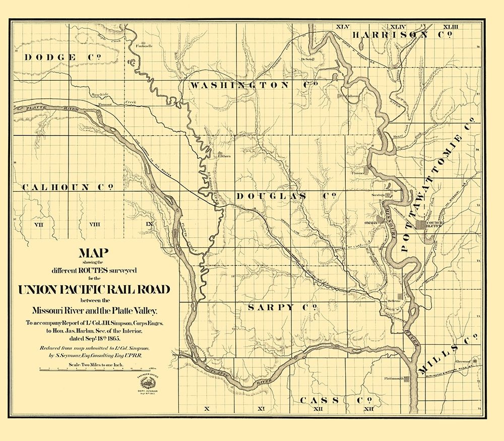 Pacific Railroad, Platte Valley - Seymour 1865 art print by Seymour for $57.95 CAD