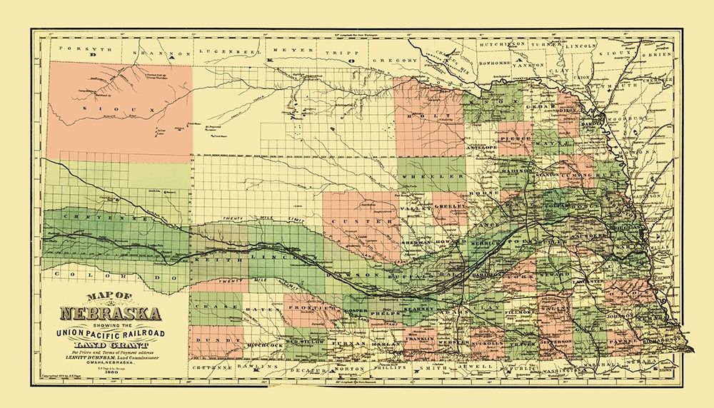 Union Pacific Railroad Land Grant - Page 1880 art print by Page for $57.95 CAD