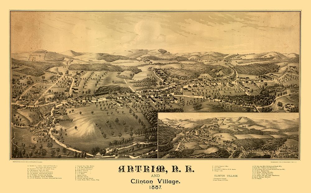Antrim New Hampshire - Norris 1887 art print by Norris for $57.95 CAD