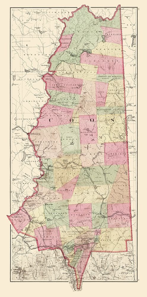 Coos New Hampshire - Walling 1877 art print by Walling for $57.95 CAD