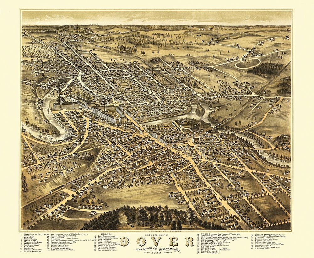 Dover New Hampshire - Brenner 1877 art print by Brenner for $57.95 CAD
