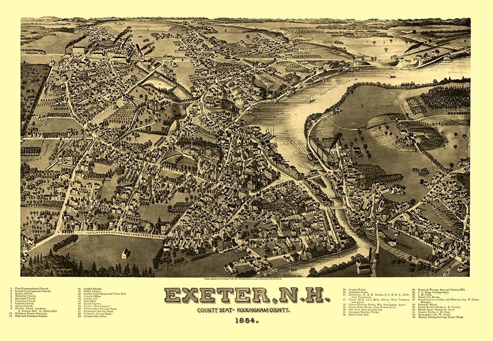 Exeter New Hampshire - Norris 1884 art print by Norris for $57.95 CAD