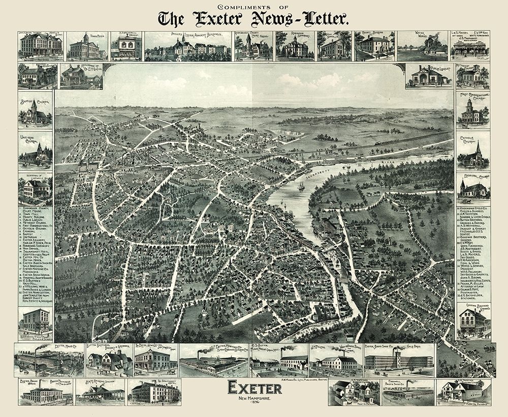 Exeter New Hampshire - Moore 1896 art print by Moore for $57.95 CAD