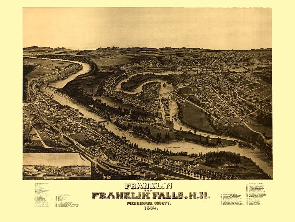 Franklin Falls New Hampshire - Norris 1884 art print by Norris for $57.95 CAD