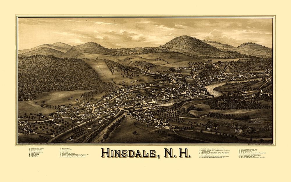 Hinsdale New Hampshire - Burleigh 1886 art print by Burleigh for $57.95 CAD