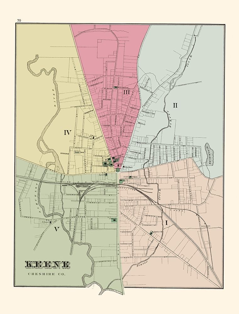 Keene New Hampshire - Hitchcock 1877 art print by Hitchcock for $57.95 CAD
