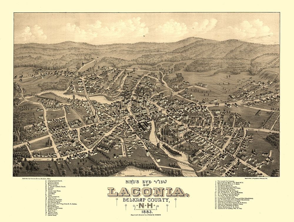 Laconia New Hampshire - Poole 1883 art print by Poole for $57.95 CAD