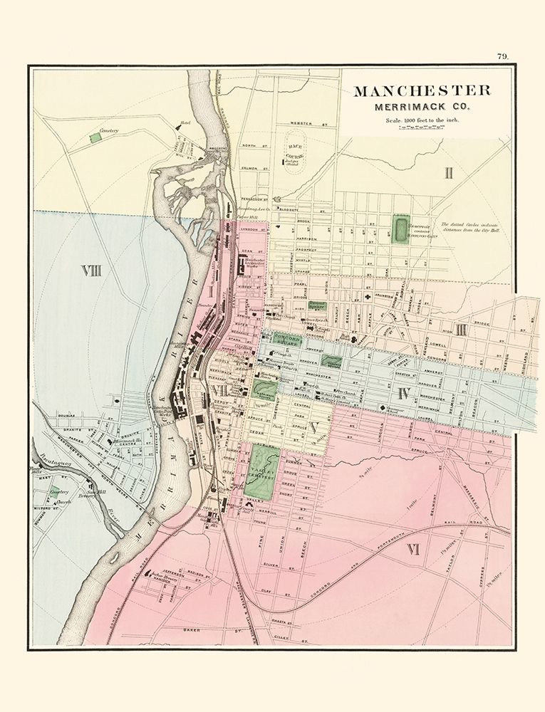 Manchester New Hampshire - Comstock 1877 art print by Comstock for $57.95 CAD
