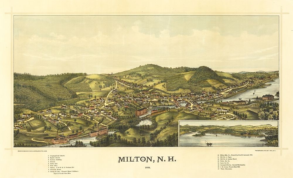 Milton New Hampshire - Norris 1888 art print by Norris for $57.95 CAD