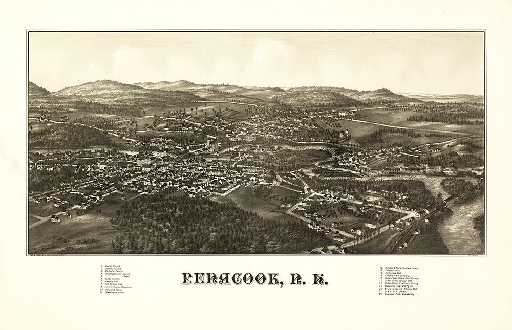 Penacook New Hampshire - Burleigh 1887 art print by Burleigh for $57.95 CAD