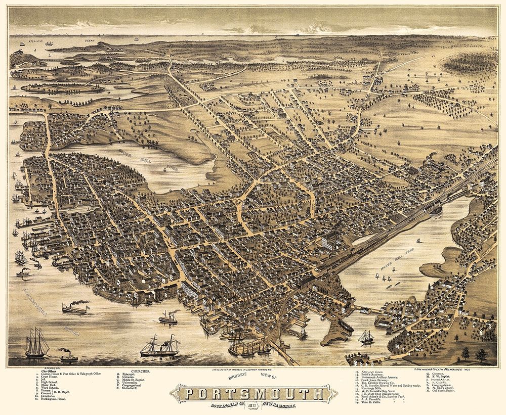 Portsmouth New Hampshire - Bremner 1877 art print by Bremner for $57.95 CAD