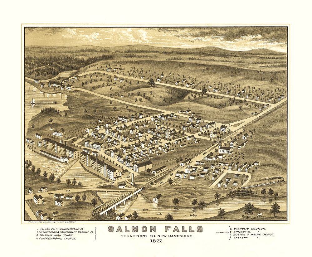 Salmon Falls New Hampshire - Richards 1877 art print by Richards for $57.95 CAD