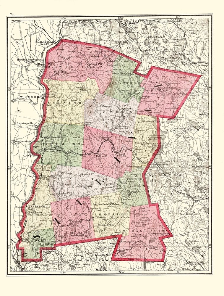 Sullivan New Hampshire - Walling 1877 art print by Walling for $57.95 CAD