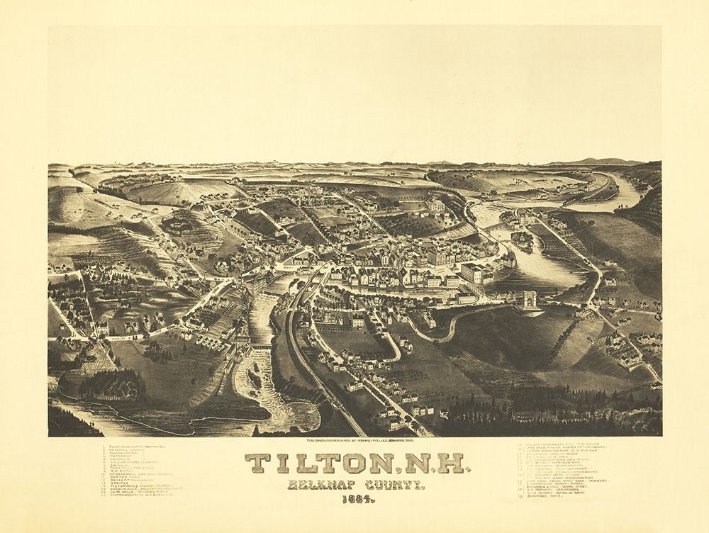 Tilton New Hampshire - Norris 1884 art print by Norris for $57.95 CAD