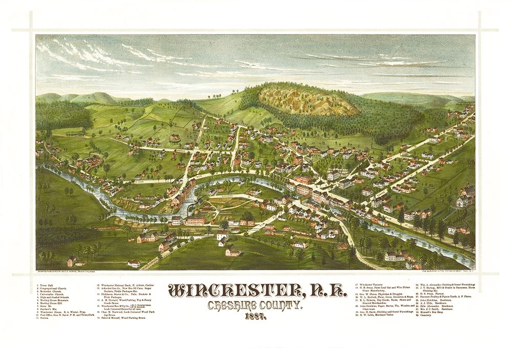 Winchester New Hampshire - Norris 1887 art print by Norris for $57.95 CAD