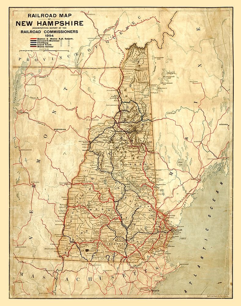 New Hampshire Railroads -1894 art print by Unknown for $57.95 CAD
