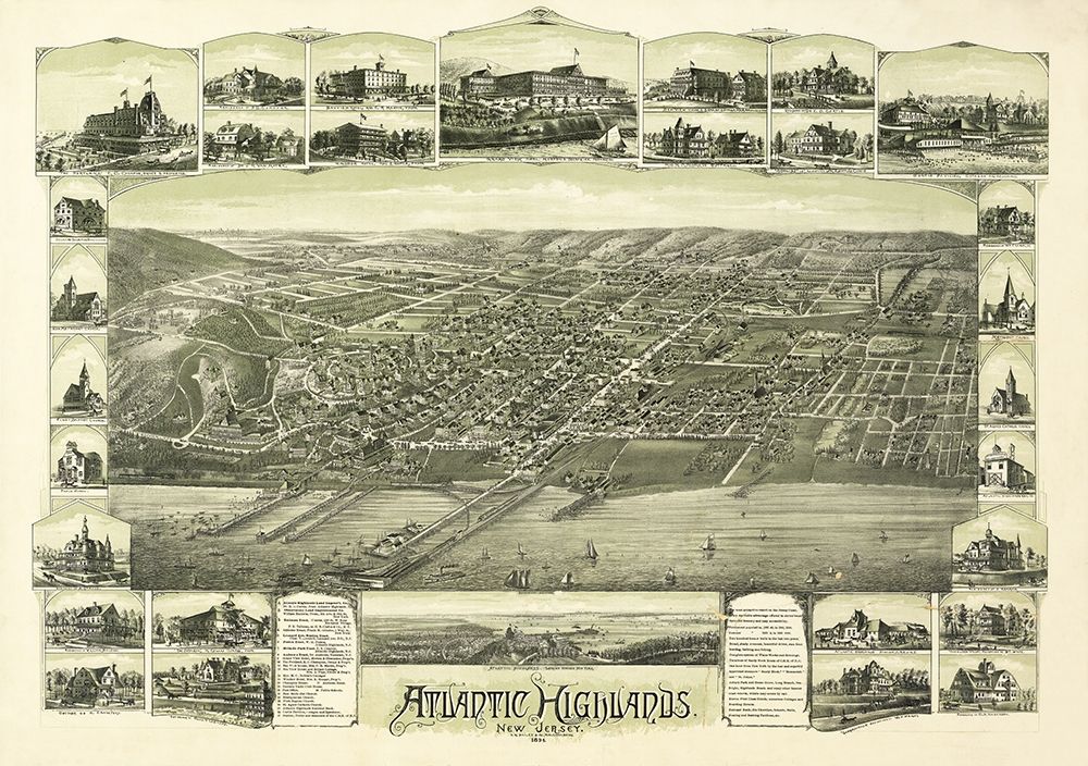 Atlantic Highlands New Jersey - Bailey 1894 art print by Bailey for $57.95 CAD