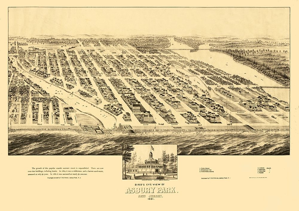 Asbury Park New Jersey - Fowler 1881 art print by Fowler for $57.95 CAD