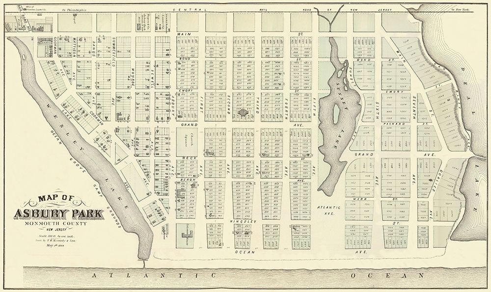 Asbury Park New Jersey Landowner - Kennedy 1877 art print by Kennedy for $57.95 CAD