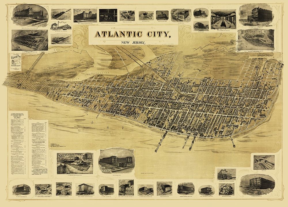 Atlantic City New Jersey - Landis 1900 art print by Landis for $57.95 CAD