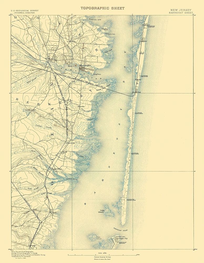 Barnegat New Jersey Sheet - USGS 1884 art print by USGS for $57.95 CAD
