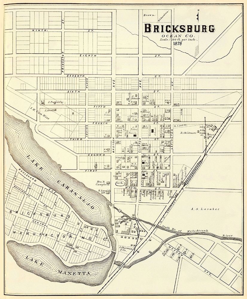 Bricksburg New Jersey Landowner - Woolman 1878 art print by Woolman for $57.95 CAD