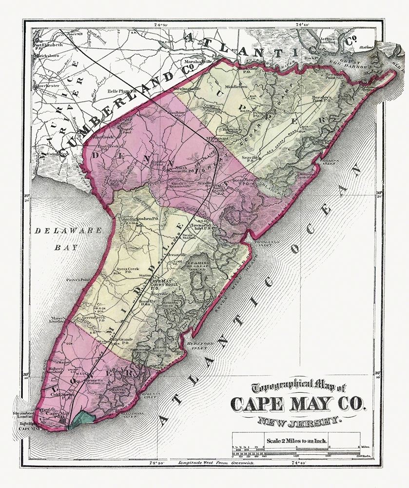 Cape May New Jersey - Beers 1872 art print by Beers for $57.95 CAD