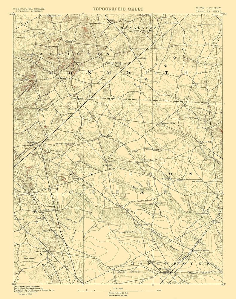 Cassville New Jersey Quad - USGS 1885 art print by USGS for $57.95 CAD