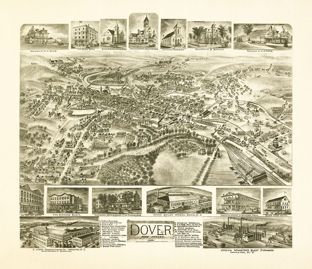 Dover New Jersey - Fowler 1903 art print by Fowler for $57.95 CAD