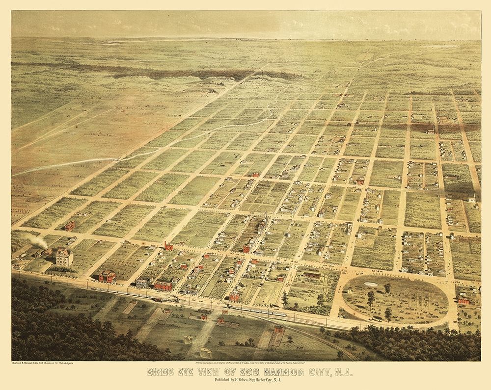 Egg Harbor City New Jersey - Scheu 1865 art print by Scheu for $57.95 CAD