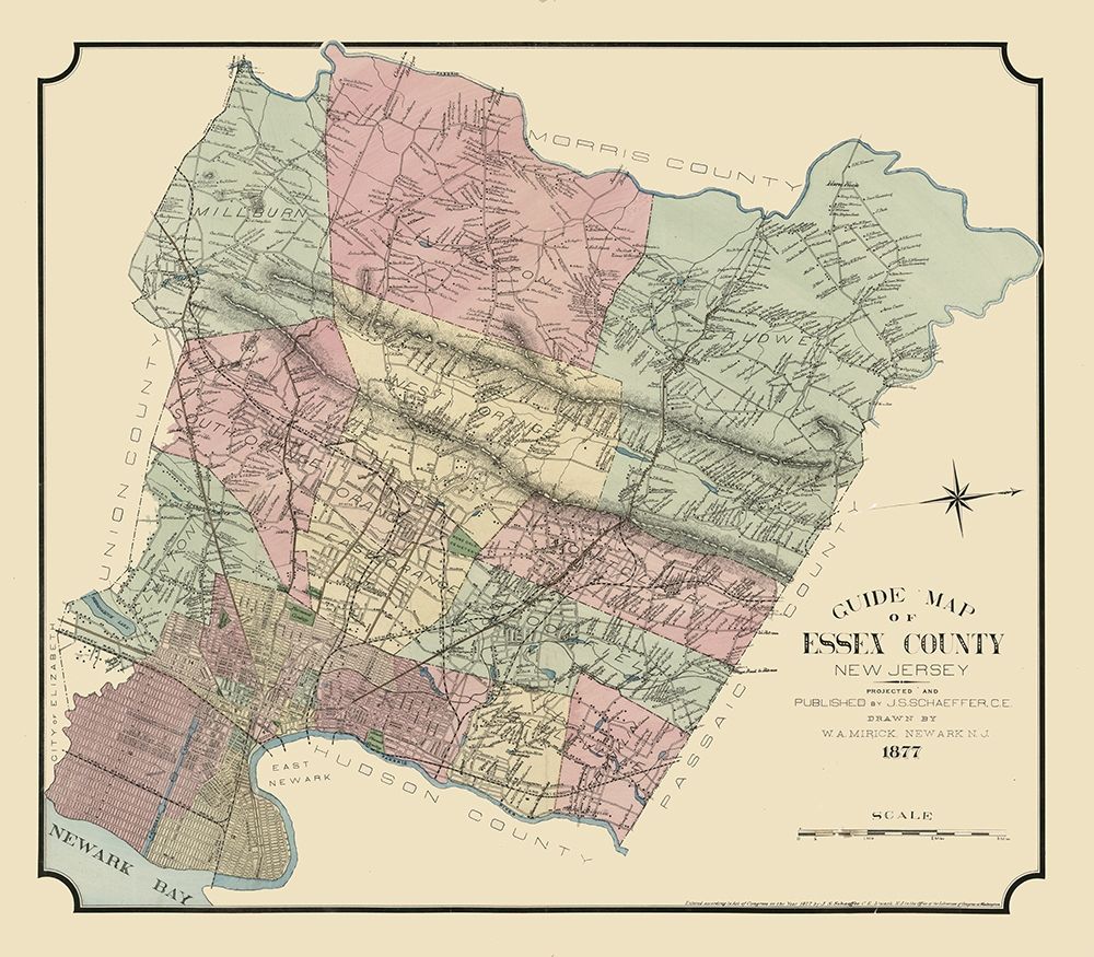 Essex County New Jersey - Mirick 1877 art print by Mirick for $57.95 CAD