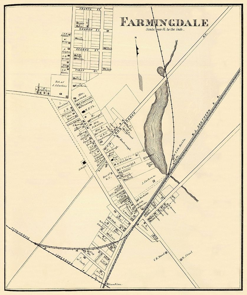 Farmingdale New Jersey Landowner - Woolman 1878 art print by Woolman for $57.95 CAD