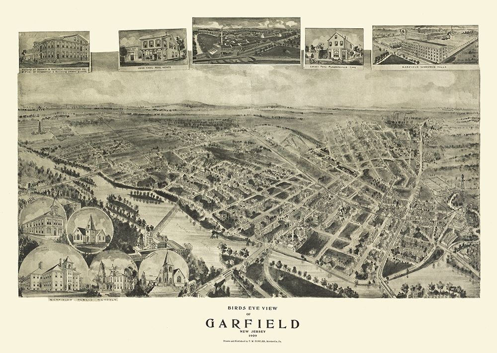 Garfield New Jersey - Fowler 1909 art print by Fowler for $57.95 CAD