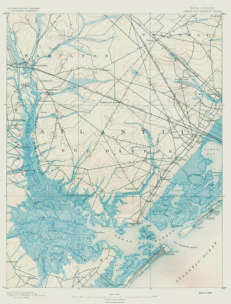 Great Egg Harbor New Jersey Quad - USGS 1890 art print by USGS for $57.95 CAD