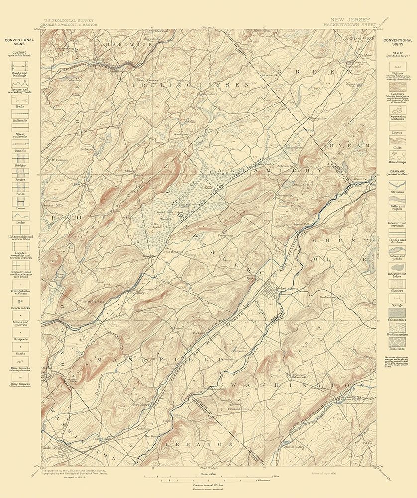Hackettstown New Jersey Sheet - USGS 1898 art print by USGS for $57.95 CAD