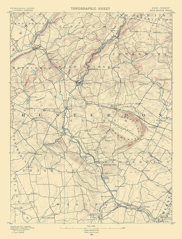 High Bridge New Jersey Quad - USGS 1890 art print by USGS for $57.95 CAD
