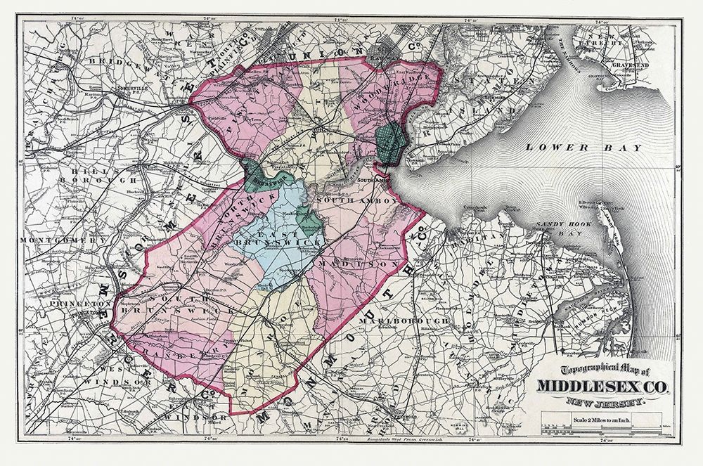 Middlesex New Jersey - Beers 1872 art print by Beers for $57.95 CAD