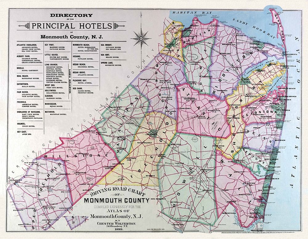 Monmouth New Jersey - Wolverton 1889 art print by Wolverton for $57.95 CAD