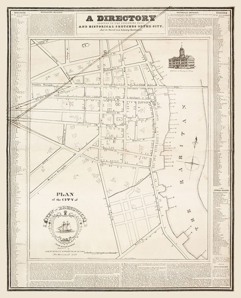 New Brunswick New Jersey - Marcelus 1829 art print by Marcelus for $57.95 CAD