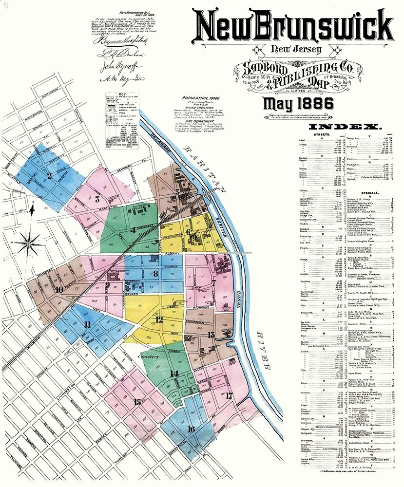 New Brunswick New Jersey - Sanborn 1886 art print by Sanborn for $57.95 CAD