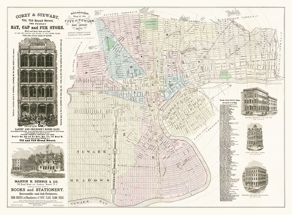 Newark New Jersey - Holbrooks 1879 art print by Holbrooks for $57.95 CAD