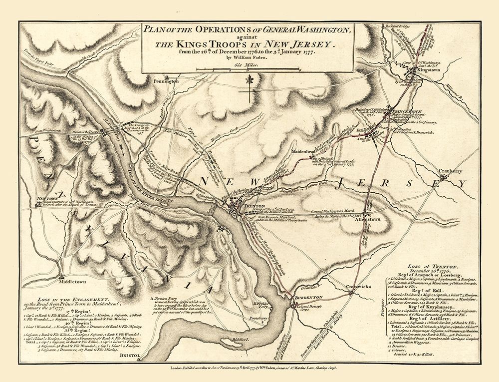 New Jersey General Washington Operations - Faden 1777 art print by Faden for $57.95 CAD