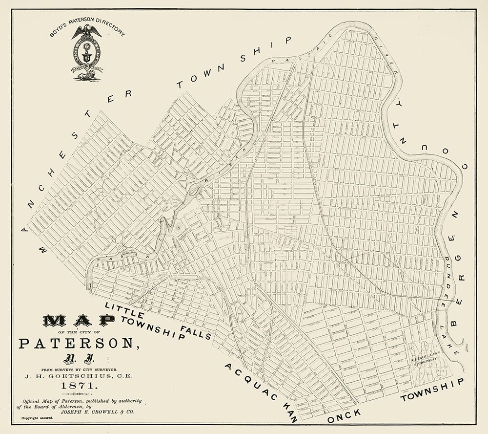 Paterson New Jersey - Crowell 1871 art print by Crowell for $57.95 CAD