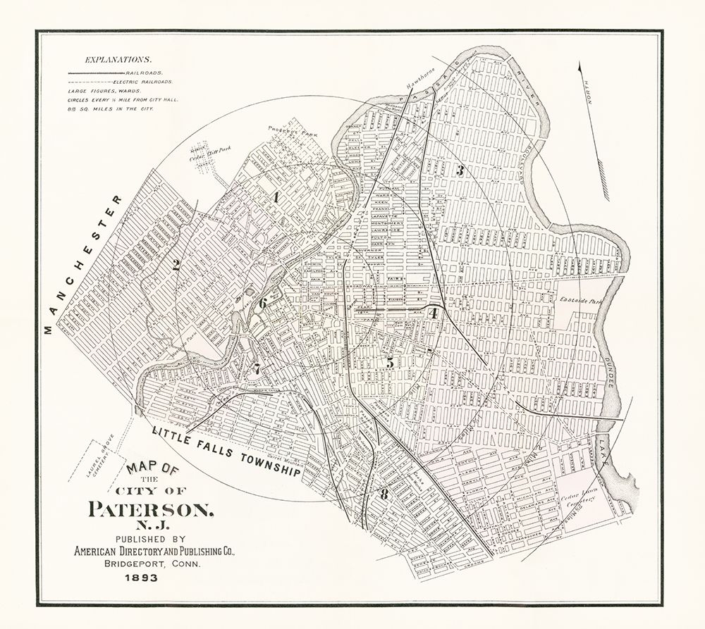 Paterson New Jersey - American Pub Co 1893 art print by American Pub Co for $57.95 CAD