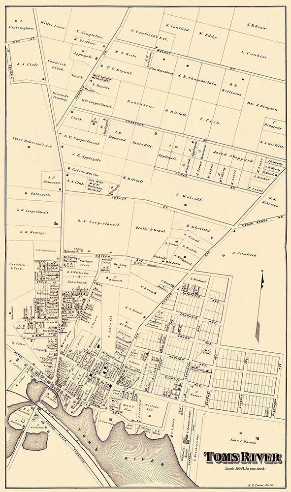 Toms River New Jersey Landowner - Irons 1878 art print by Irons for $57.95 CAD