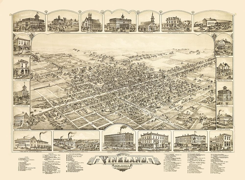 Vineland New Jersey - Bailey 1885 art print by Bailey for $57.95 CAD