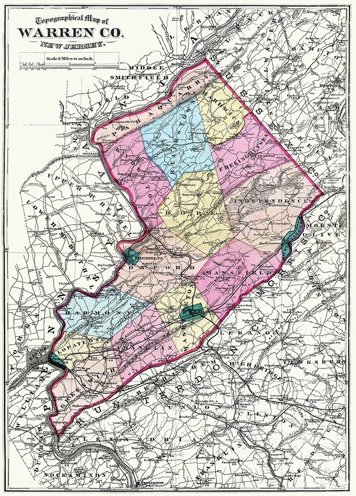 Warren New Jersey - Beers 1872 art print by Beers for $57.95 CAD